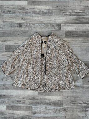 Alex Evenings Sparkly Tan Black Leaf Pattern Tank & Jacket Size 3X K39